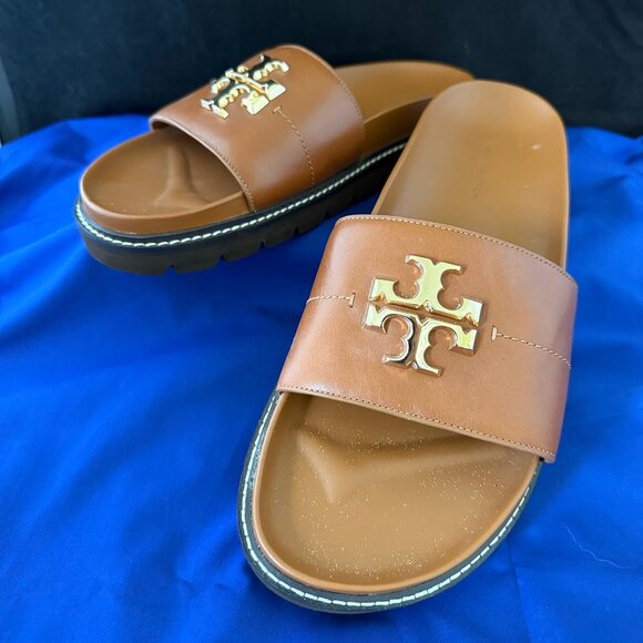 Authentic Tory Burch Britten Anatomic Leather Slide Lug Size 10 - Picture 4 of 6